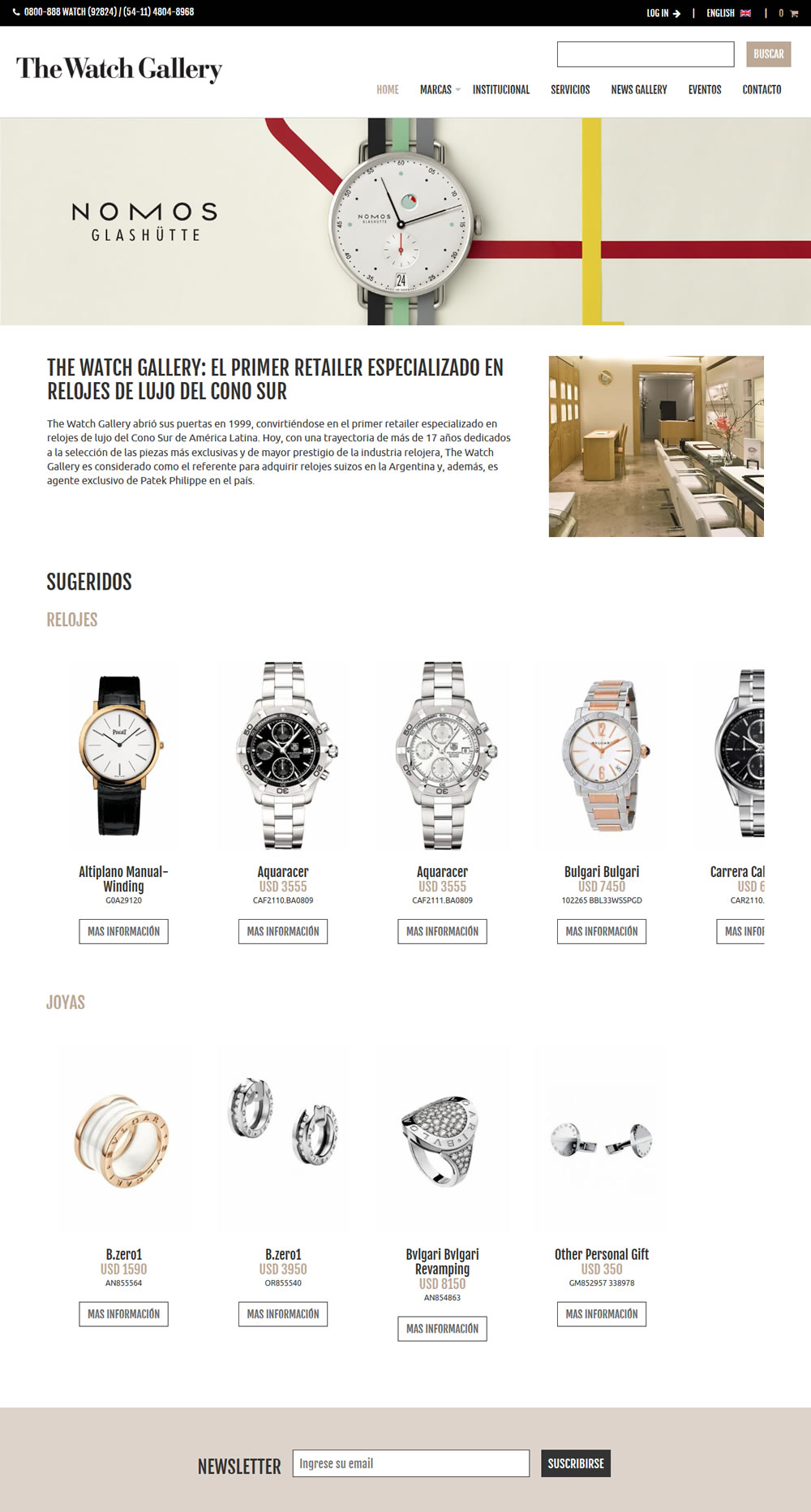 diseño website The Watch Gallery